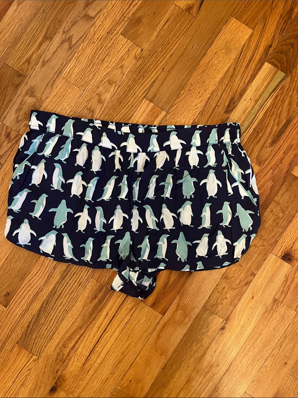 Anthropologie Women's Navy Penguin-Print pajama shorts